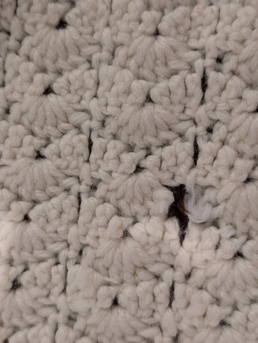 Hand Crocheted Ivory Cream Afghan Throw Crib Blanket 36x48 Scalloped Edge